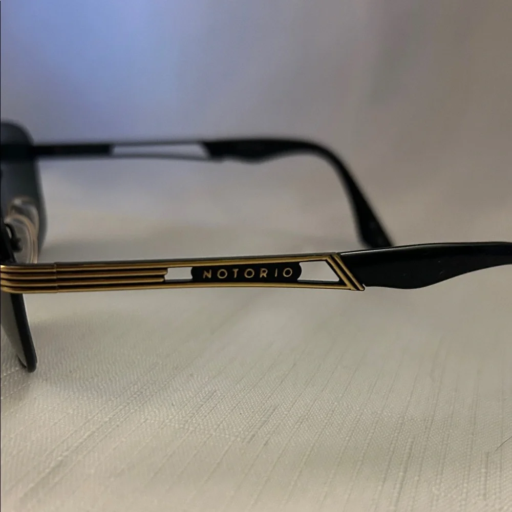 Vintage Notorio N125 Black and Gold Sunglasses. New